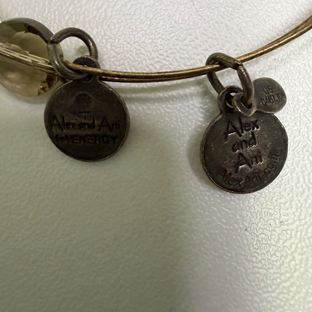 Alex and Ani Smoky Quartz Beaded Expandable Bangle Bracelet Rafaelian Finish - Picture 4 of 6